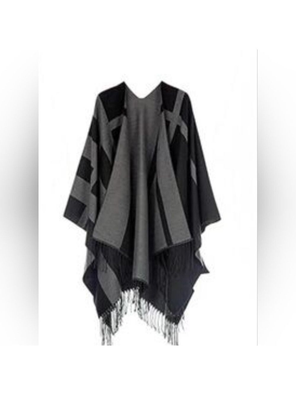 Kollie More | Reversible Shawl - Poncho | Versatile Wrap | Gray